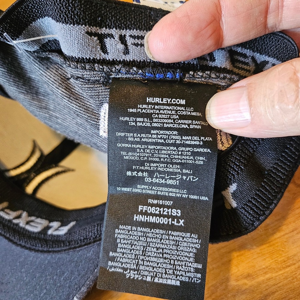 Hurley Flexfit Hat Mens L/XL Black Grey Space Dye Embroidered Logo HNHM0001-LX - Picture 2 of 7